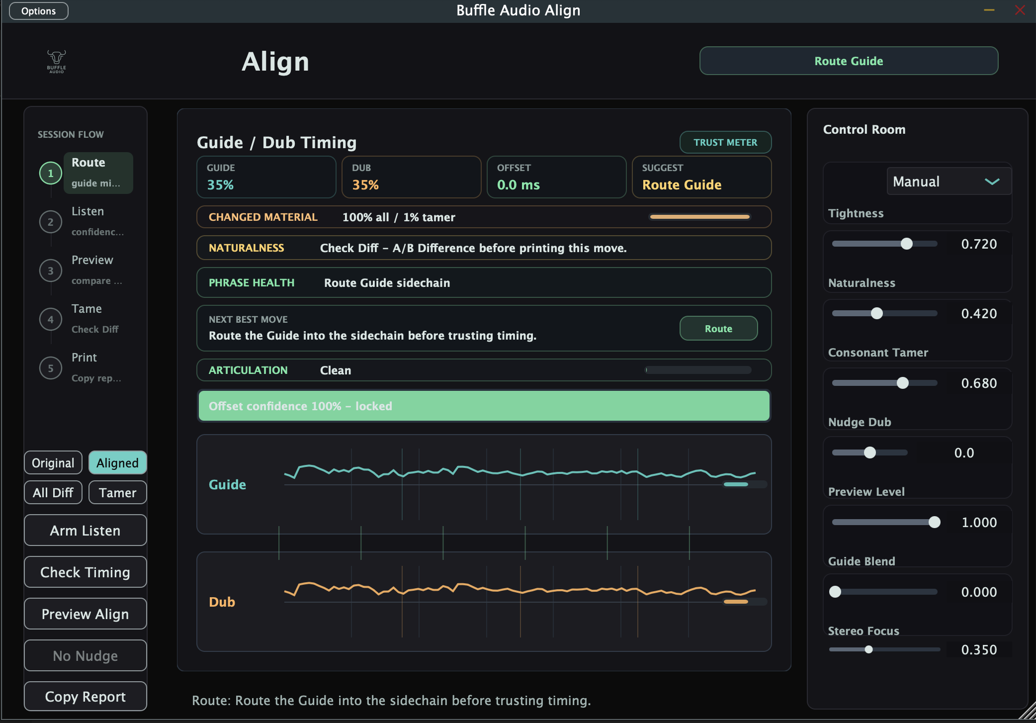 Buffle Audio Align vocal timing interface